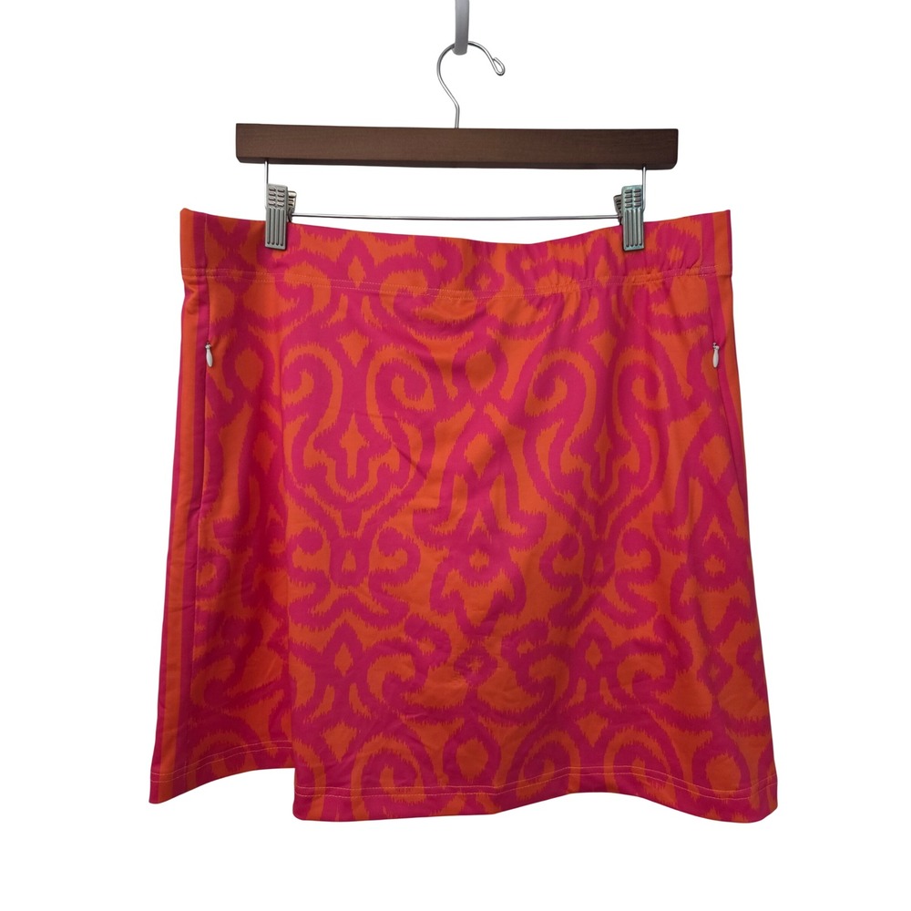Gretchen Scott Skippy Skort Arabesque Golf Women XL Orange Pink NWT $139 SKSSAB